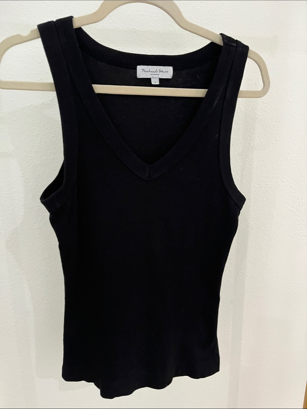 Michael Stars Black V-Neck Ribbed Tank